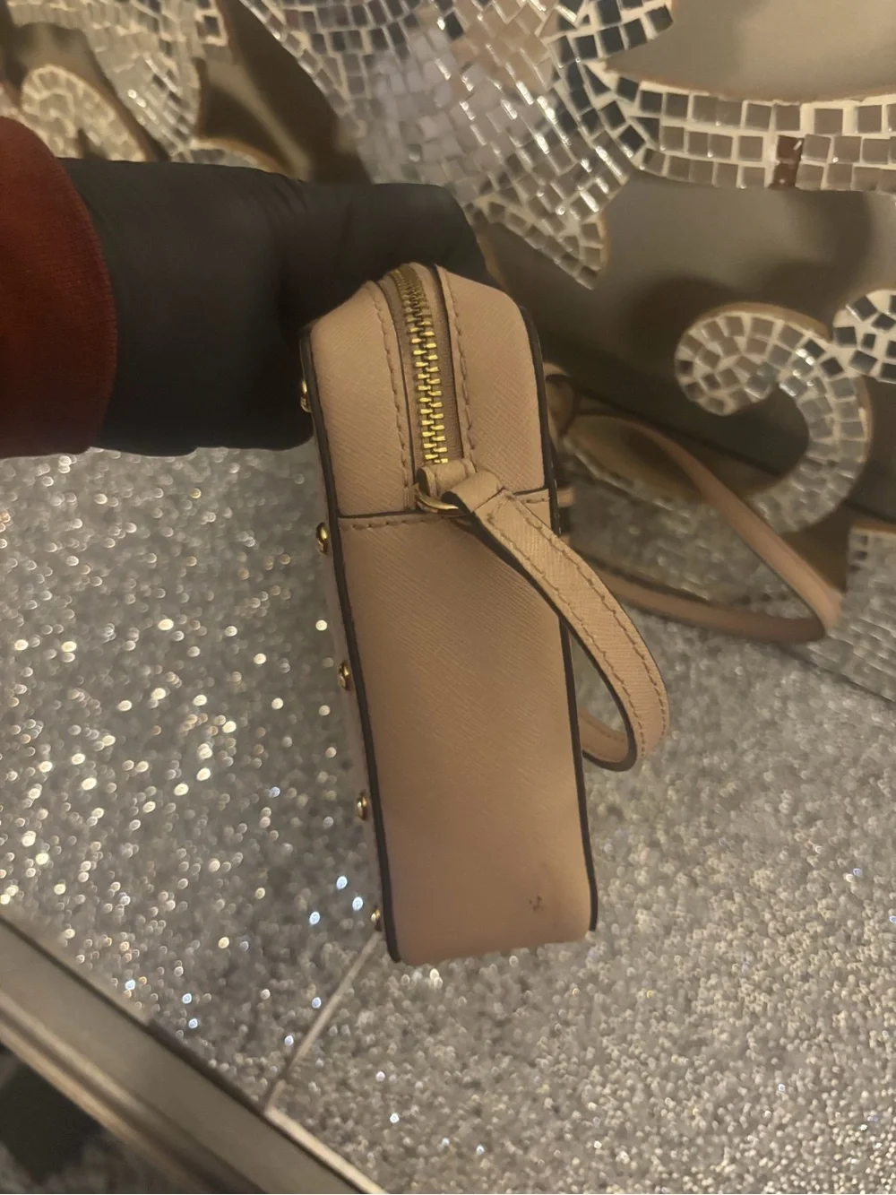 💕Michael Kors Pebbled Leather Studded Crossbody Bag in Light Pink